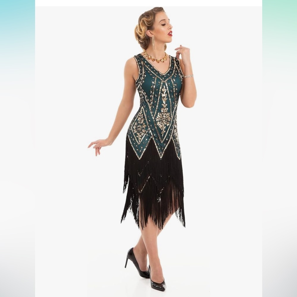PrettyGuide Women's 1920s Flapper Dress Vintage Swing Fringed Gatsby Roaring - Picture 4 of 9